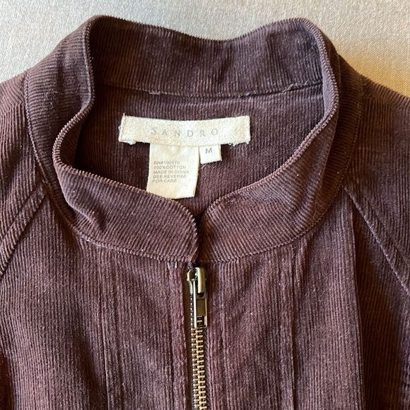 SANDRO Women's Brown Corduroy Evening Jacket Size M - Picture 9 of 10